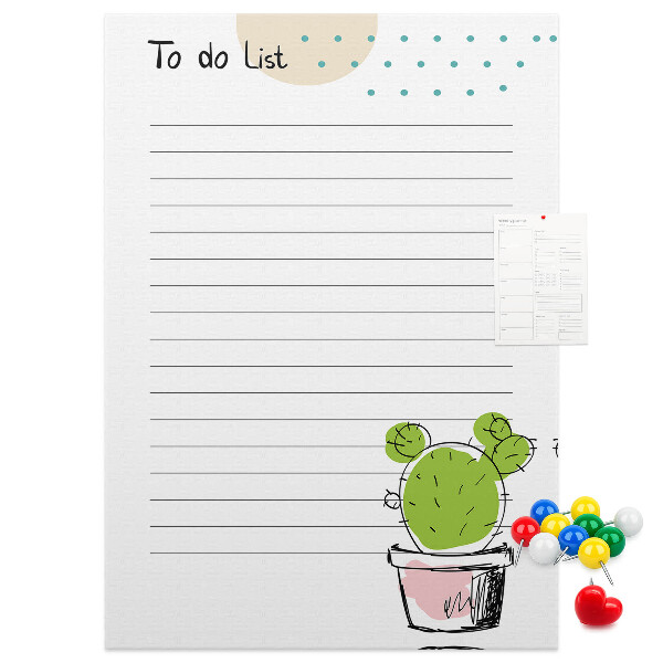 Memo cork board Potted cactus on the to-do list