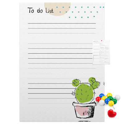 Memo cork board Potted cactus on the to-do list