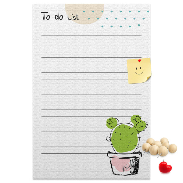 Memo cork board Potted cactus on the to-do list