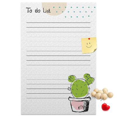 Memo cork board Potted cactus on the to-do list