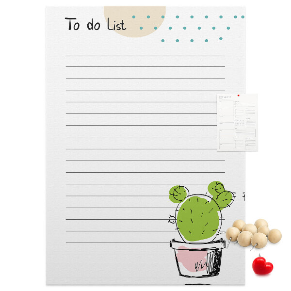 Memo cork board Potted cactus on the to-do list