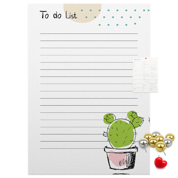 Memo cork board Potted cactus on the to-do list