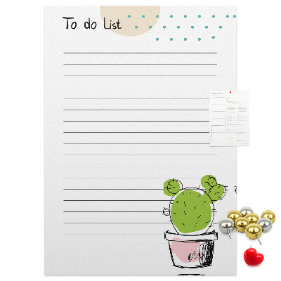 Memo cork board Potted cactus on the to-do list