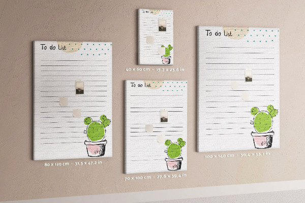 Memo cork board Potted cactus on the to-do list