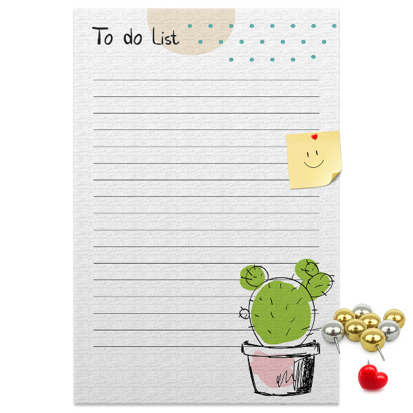 Memo cork board Potted cactus on the to-do list