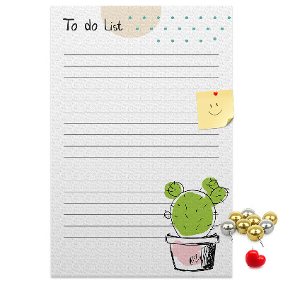 Memo cork board Potted cactus on the to-do list