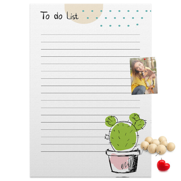 Memo cork board Potted cactus on the to-do list