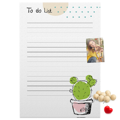 Memo cork board Potted cactus on the to-do list