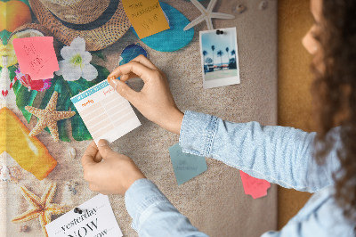 Memo cork board Summer Memories on the Beach with Shells