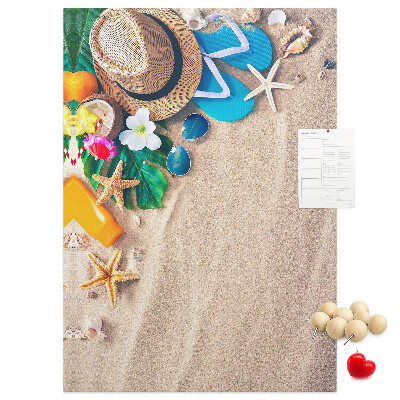 Memo cork board Summer Memories on the Beach with Shells