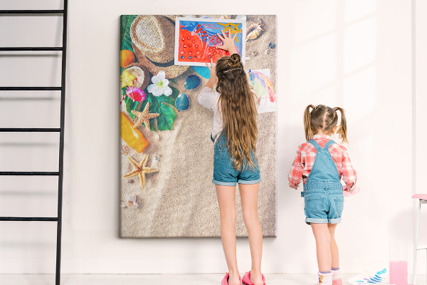 Memo cork board Summer Memories on the Beach with Shells