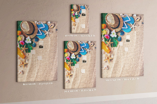 Memo cork board Summer Memories on the Beach with Shells