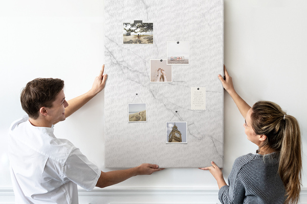 Cork notice board Marble pattern in delicate shades