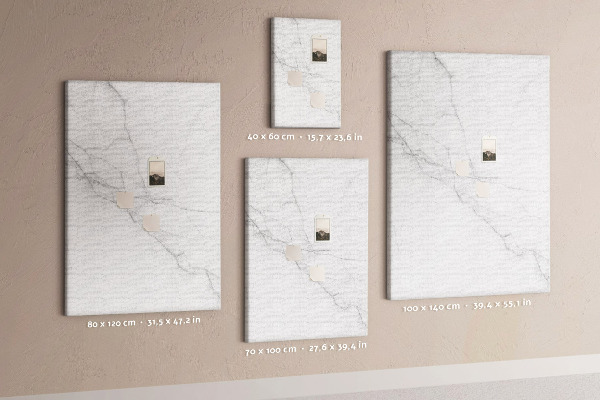 Cork notice board Marble pattern in delicate shades