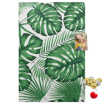 Wall cork memo board Monstera leaves on a light background