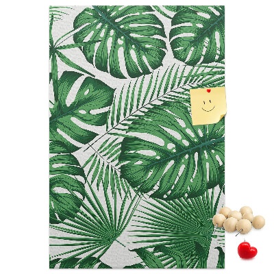 Wall cork memo board Monstera leaves on a light background