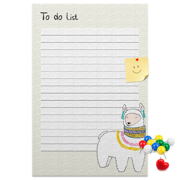 Memo cork board Colorful notebook with llama and patterns