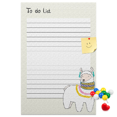 Memo cork board Colorful notebook with llama and patterns