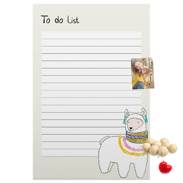 Memo cork board Colorful notebook with llama and patterns