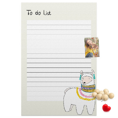 Memo cork board Colorful notebook with llama and patterns