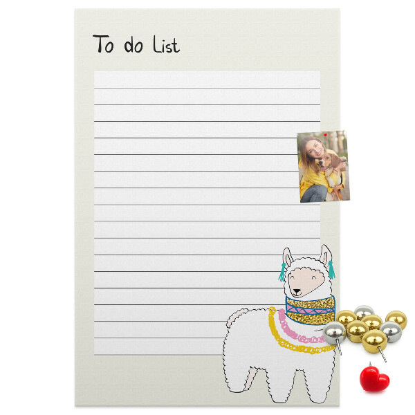Memo cork board Colorful notebook with llama and patterns