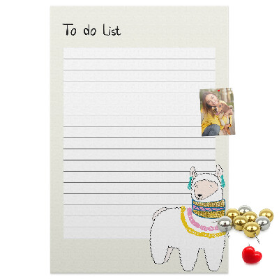 Memo cork board Colorful notebook with llama and patterns