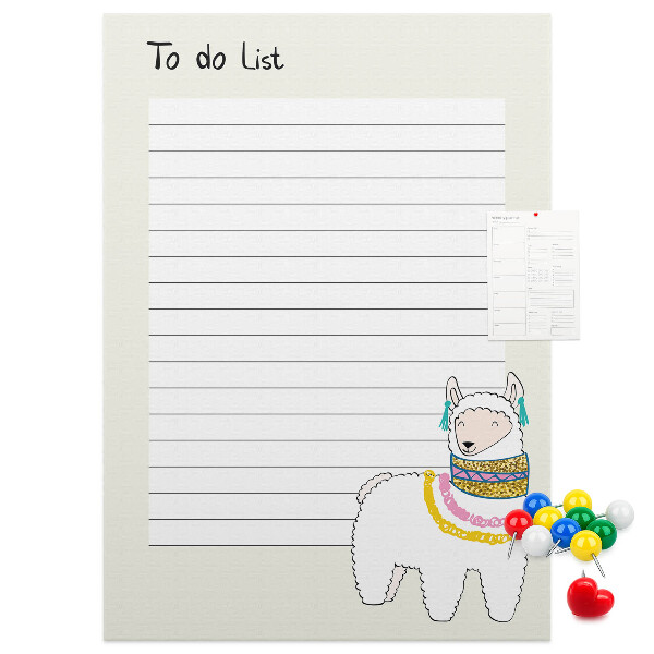 Memo cork board Colorful notebook with llama and patterns