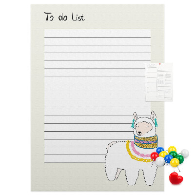 Memo cork board Colorful notebook with llama and patterns