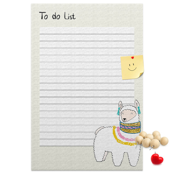 Memo cork board Colorful notebook with llama and patterns