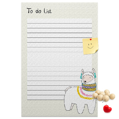 Memo cork board Colorful notebook with llama and patterns