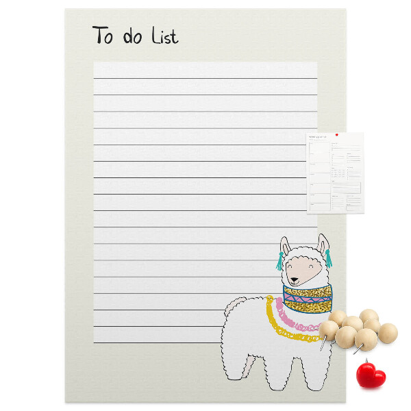 Memo cork board Colorful notebook with llama and patterns