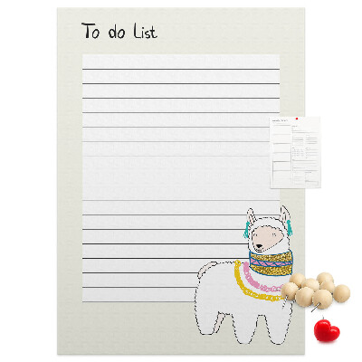 Memo cork board Colorful notebook with llama and patterns