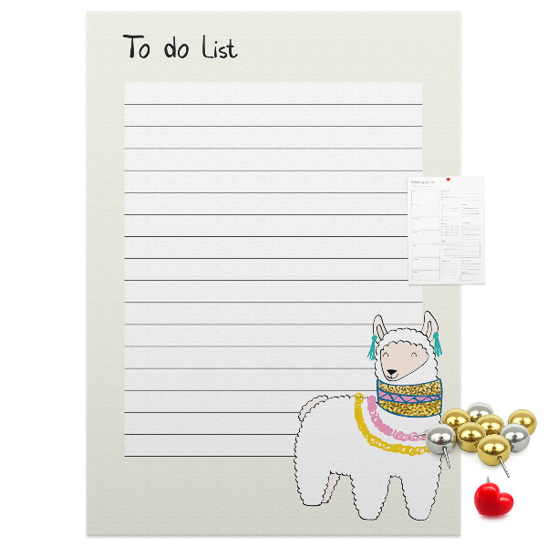 Memo cork board Colorful notebook with llama and patterns