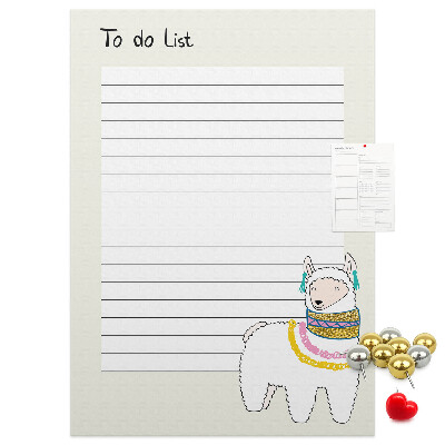 Memo cork board Colorful notebook with llama and patterns
