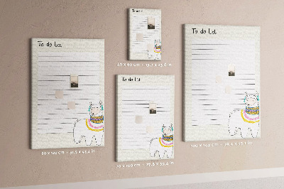 Memo cork board Colorful notebook with llama and patterns