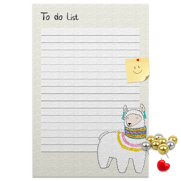 Memo cork board Colorful notebook with llama and patterns