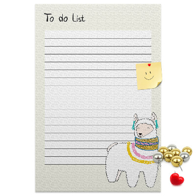 Memo cork board Colorful notebook with llama and patterns