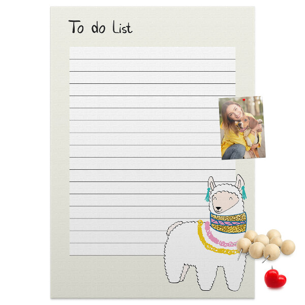 Memo cork board Colorful notebook with llama and patterns
