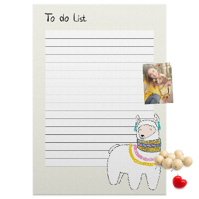Memo cork board Colorful notebook with llama and patterns