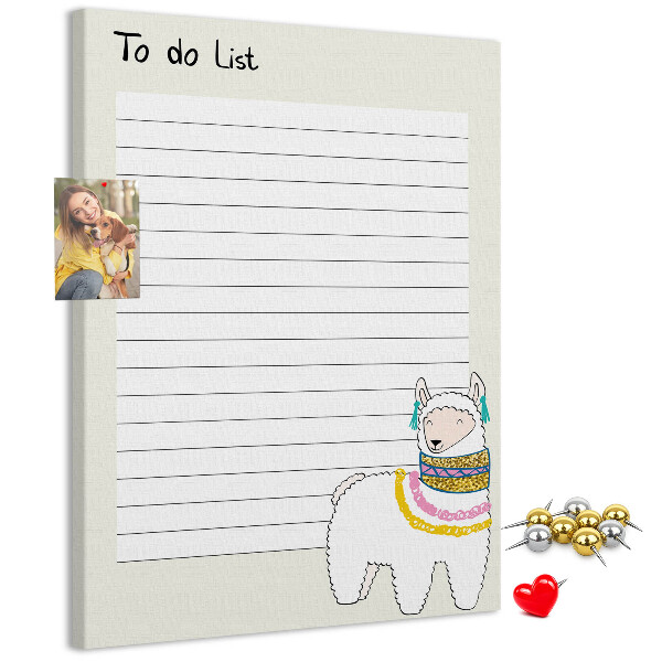 Memo cork board Colorful notebook with llama and patterns