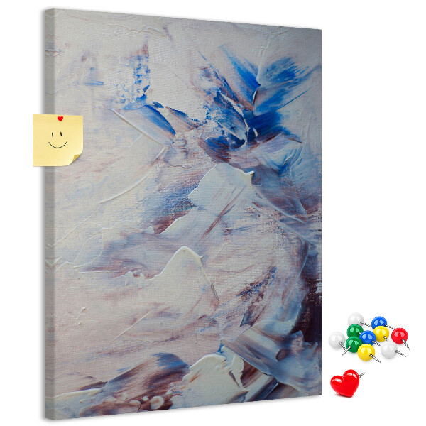 Cork notice board Abstract blue and white paint splatters
