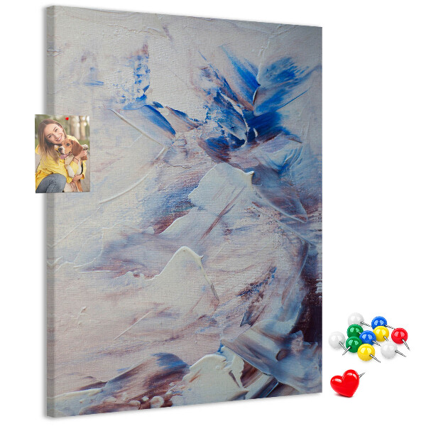 Cork notice board Abstract blue and white paint splatters
