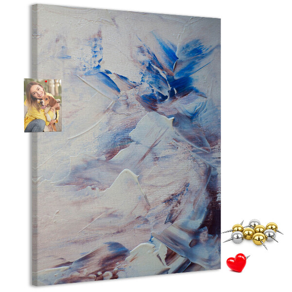 Cork notice board Abstract blue and white paint splatters