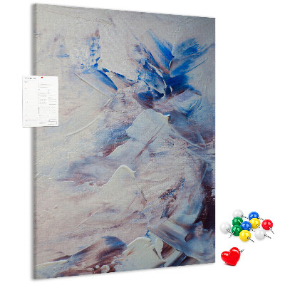Cork notice board Abstract blue and white paint splatters