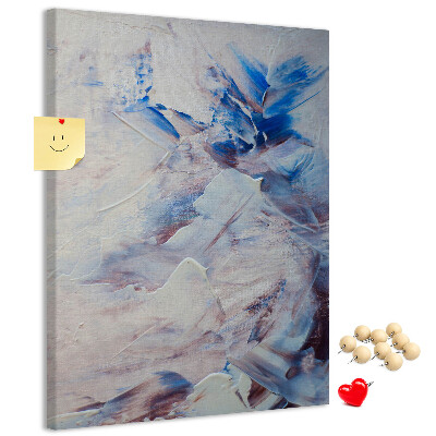 Cork notice board Abstract blue and white paint splatters