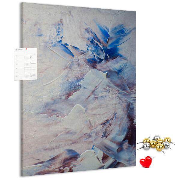 Cork notice board Abstract blue and white paint splatters