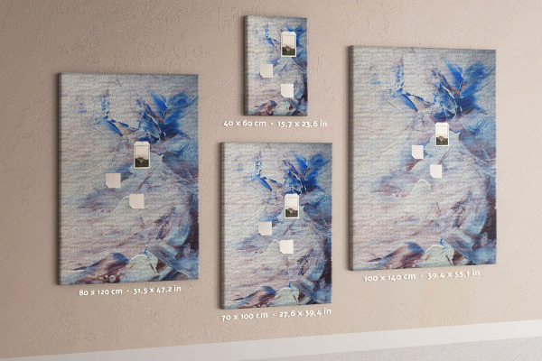 Cork notice board Abstract blue and white paint splatters