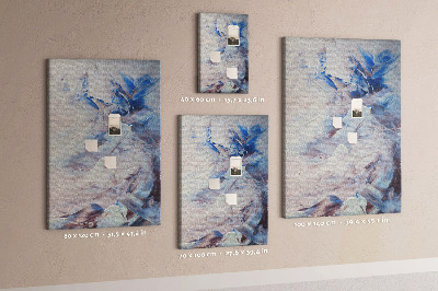 Cork notice board Abstract blue and white paint splatters