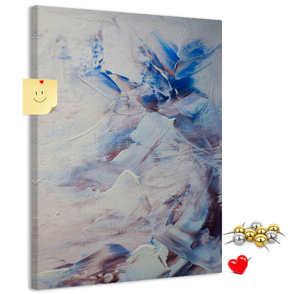 Cork notice board Abstract blue and white paint splatters