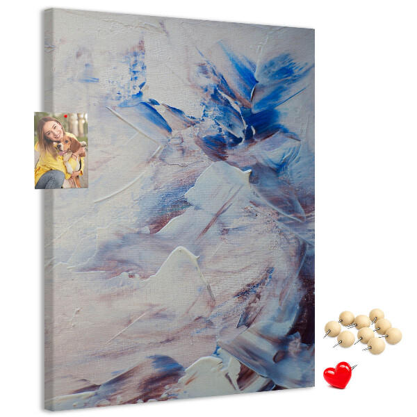 Cork notice board Abstract blue and white paint splatters